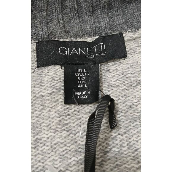 Gianetti mens large 1/4 zip Italian wool mockneck sweater gray - Picture 6 of 8
